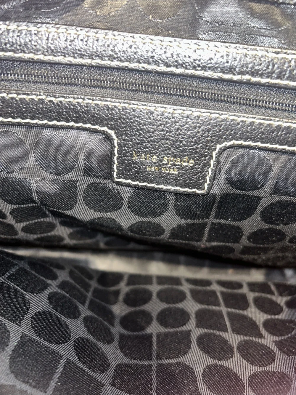 Kate Spade Black Pebbled Leather TarryTown Quinn Structured Bag 11.5”x 9.5” EUC